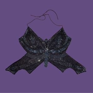 Y2k Vintage Wet Seal beaded butterfly halter top